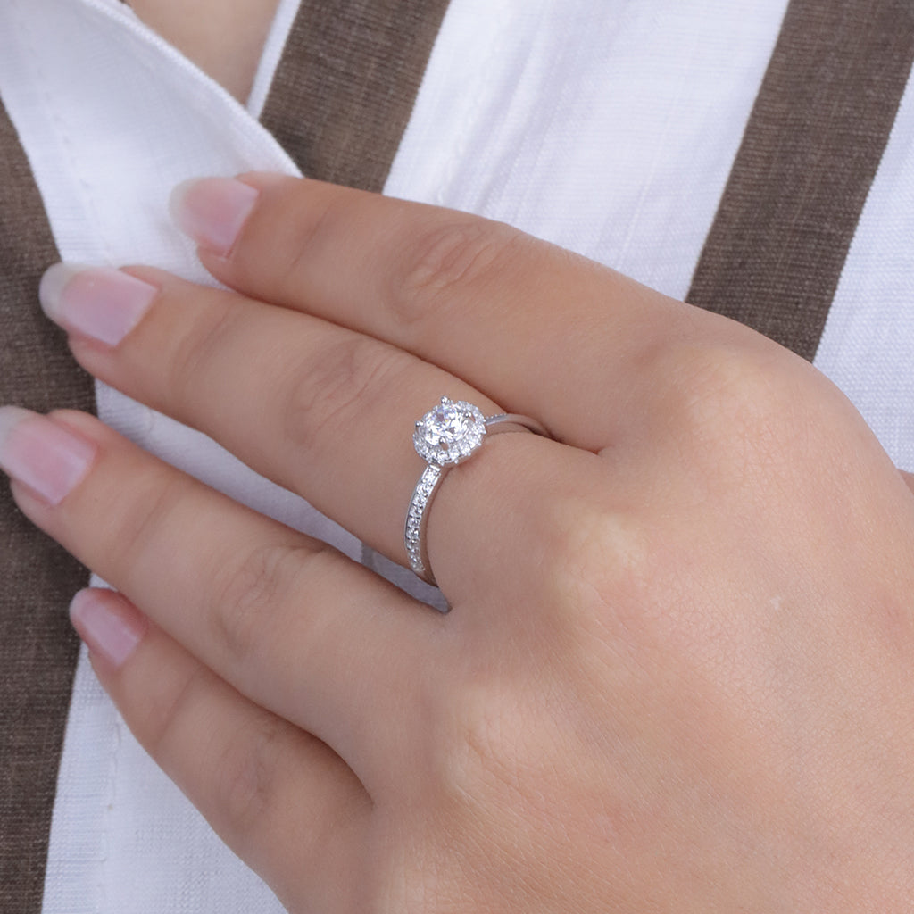 925 Sterling Silver Round Cut Diamond Solitaire Ring for Women