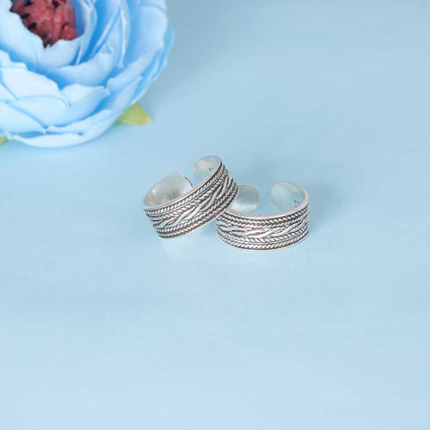 925 Sterling Silver Braided Rope Toe Rings for Women