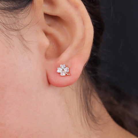 925 Sterling Silver Flower CZ Stud Earrings for Women