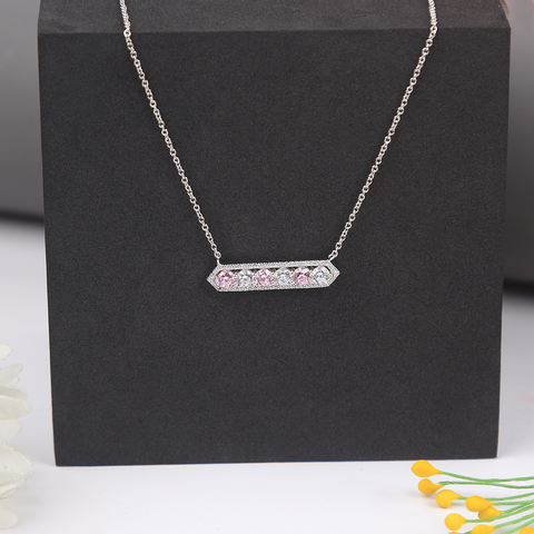 Silver Diamond Bar Necklace