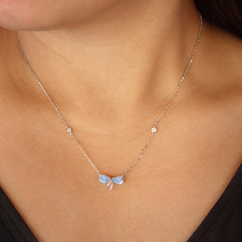Ribbon Necklace with Blue Topaz Stone