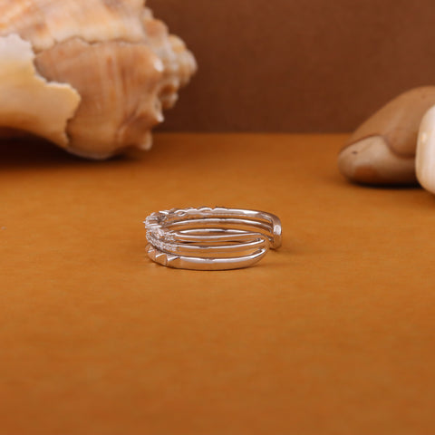 Silver Toned Crystal Adjustable Finger Ring