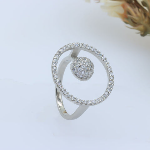 Silver circle diamond ring