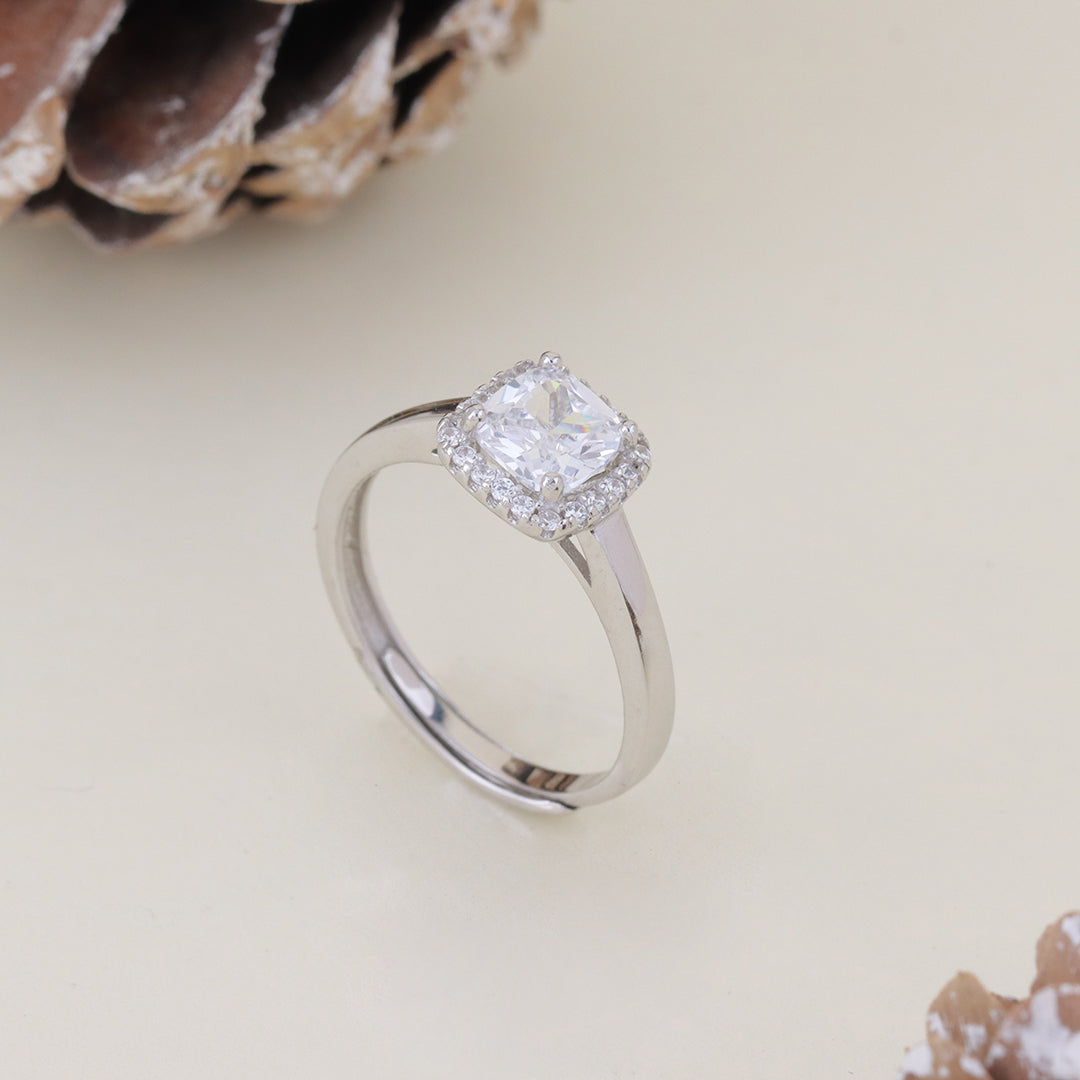 925 Sterling Silver Cushion Cut  Diamond Ring for Women