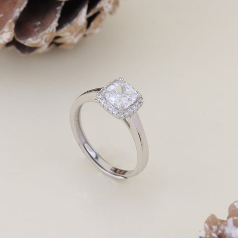 925 Sterling Silver Cushion Cut  Diamond Ring for Women