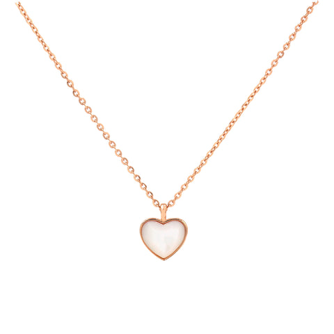 Mother Of Pearl Heart Pendant With Chain