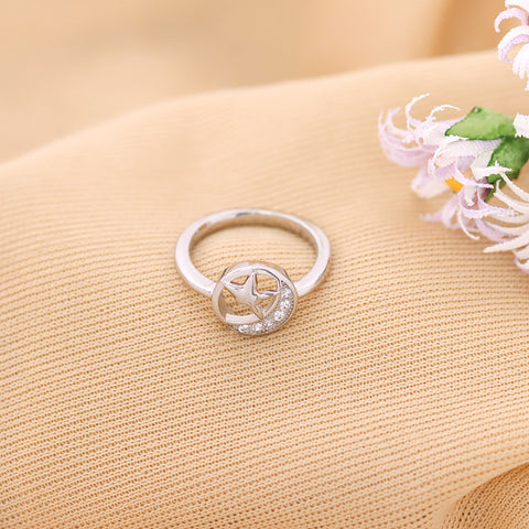 Moon Star Silver Ring for Female