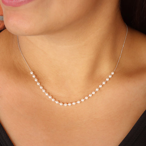Silver Pearl  Beads Necklace