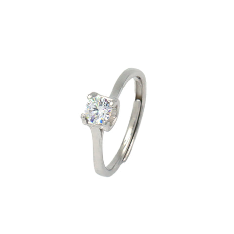 Silver Solitaire Single Diamond Ring