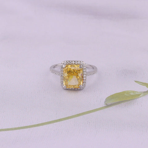 Yellow Crystal Square Chimes Rings for Women