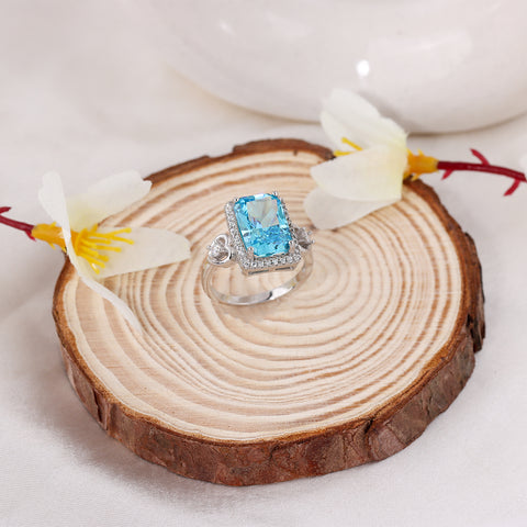 Blue Cut Heart Sapphire Ring For Party & Return Gift