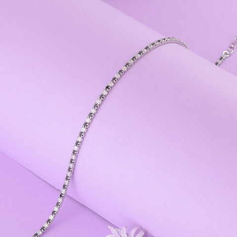 925 Sterling Silver Small Sapphire Sparkle Tennis Bracelet For Women