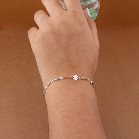 Silver Link Stone Delicate Bracelet