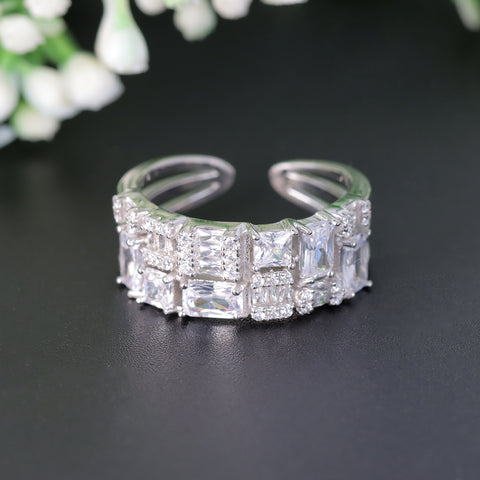 925 Sterling Silver Adjustable CZ Ring