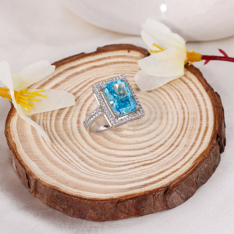 Sky Blue Sapphire Square Ring