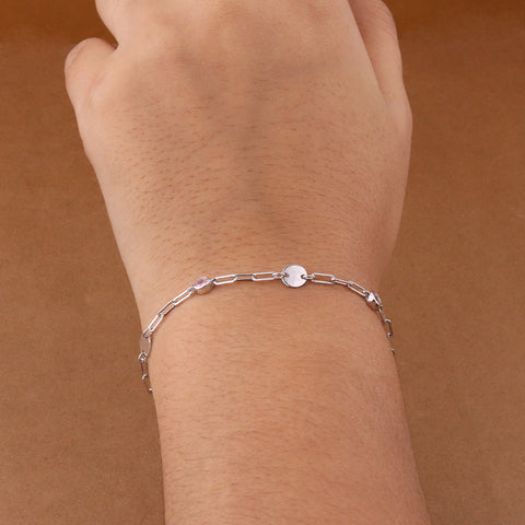 Silver Link Stone Delicate Bracelet