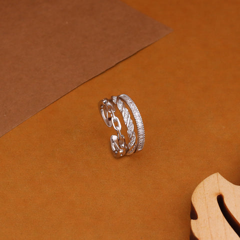 Vintage-Inspired Textured Silver Band Ring