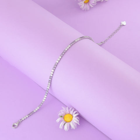 925 Sterling Silver Purpal Sapphire Sparkle Tennis Bracelet For Women