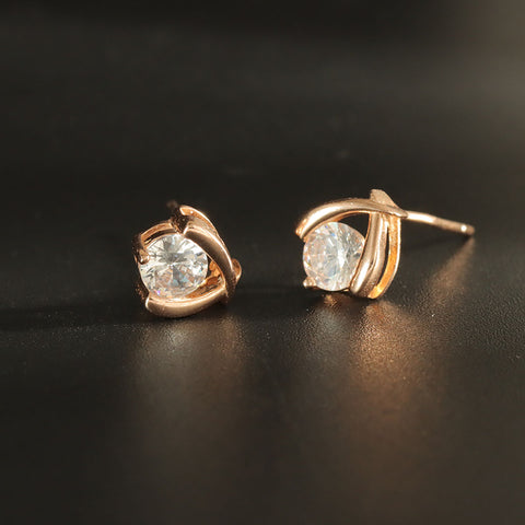 925 Sterling Silver Elegant Solitaire CZ Stud Earrings For Girl