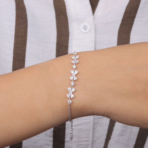 CZ Stones Adjustable Bow Charm Bracelets for Women