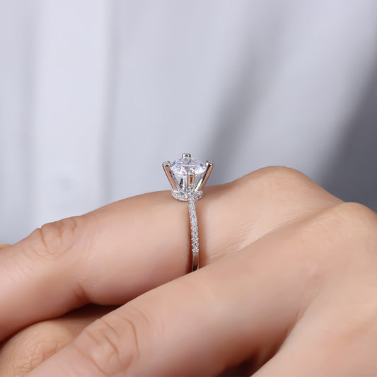 925 Silver high prong set diamond engagement ring