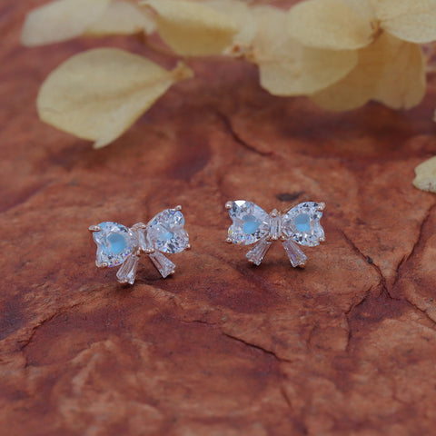 Sterling Silver Cubic Zirconia Ribbon Earrings