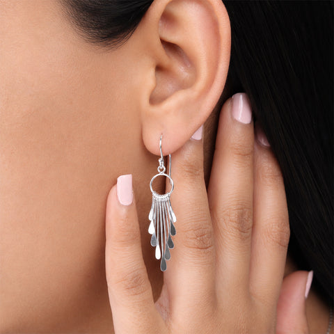 925 Sterling Silver Long Tassel Drop Earrings for Women