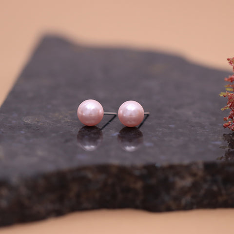 Pink Pearl Silver Earring