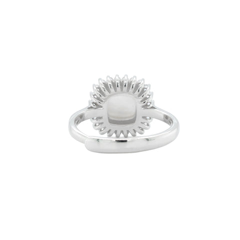 925 Sterling Silver Mother of Pearl Diamond Ring for Women