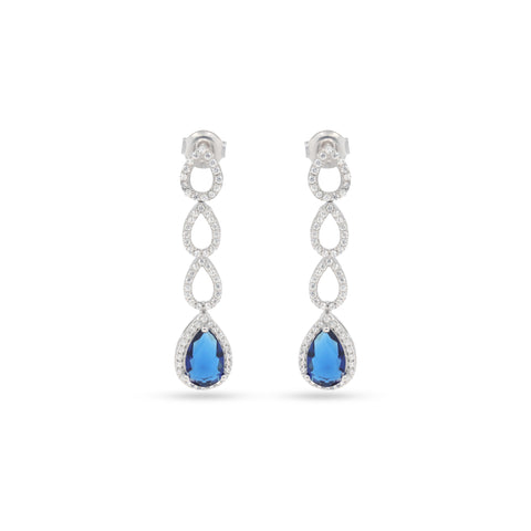 925 Sterling Silver Blue Sapphire Teardrop Jewelry Set for Women