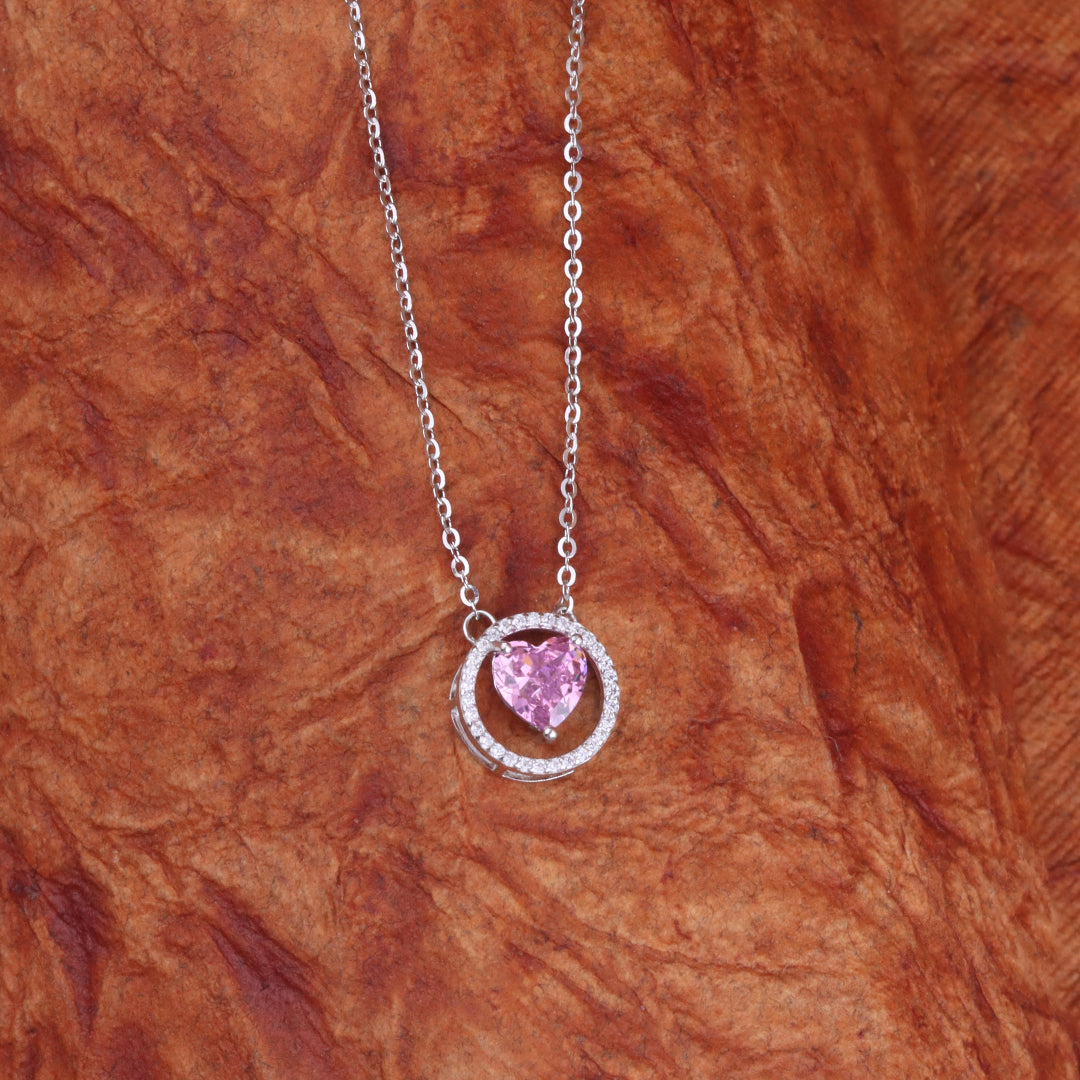 Minimalist Pink Heart Pendant With Chain