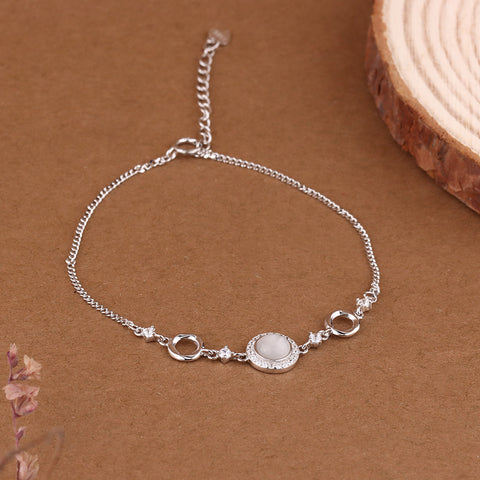 Rhodium-Plated Silver Elegance Bracelet | Statement Jewelry for Women