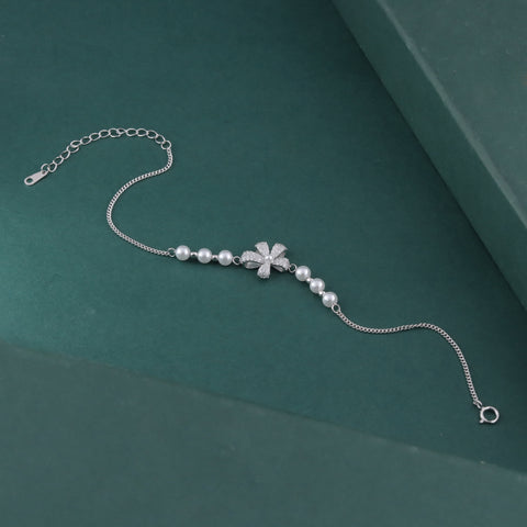 Pearl & Bow 92.5 Sterling Silver Bracelet For Women