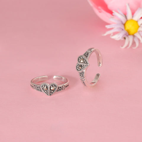925 Sterling Silver  Heart Toe Ring For Women
