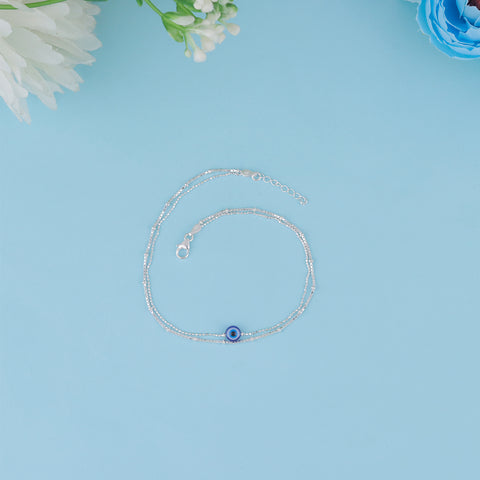 Evil Eye 925 Silver Adjustable Anklet for Women