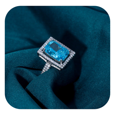 Sky Blue Sapphire Square Ring