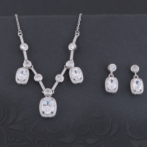 925 silver Sapphire Necklace & Earrings Set