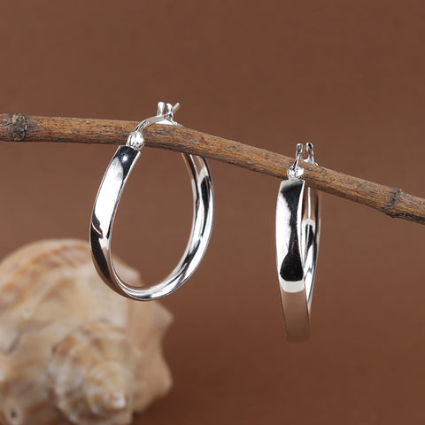 925 Sterling Silver Large Hoop Earrings