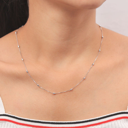 925 Sterling Silver Pear Shape Beads Necklace