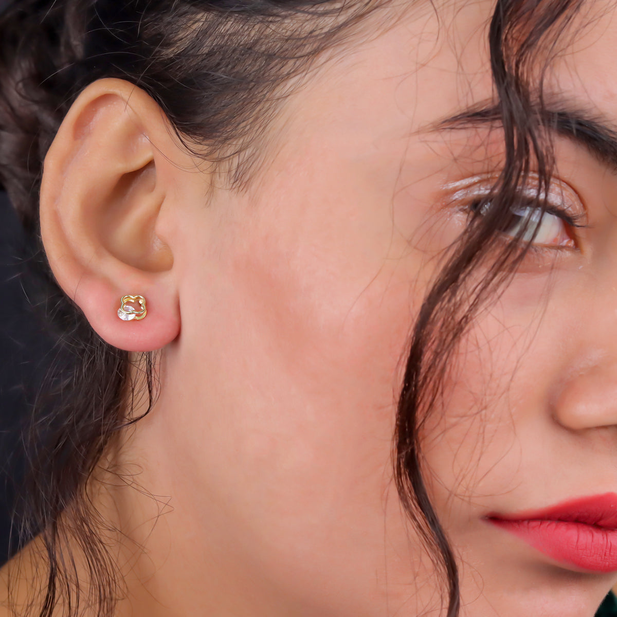 925 Sterling Silver Floral Diamond Stud Earrings for Women