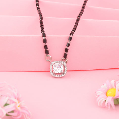 92.5 Sterling Silver Solitaire CZ Mangalsutra for Women