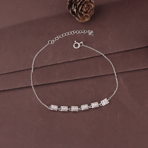 925 Stunning Silver  Baguette Shine Bracelet For Women