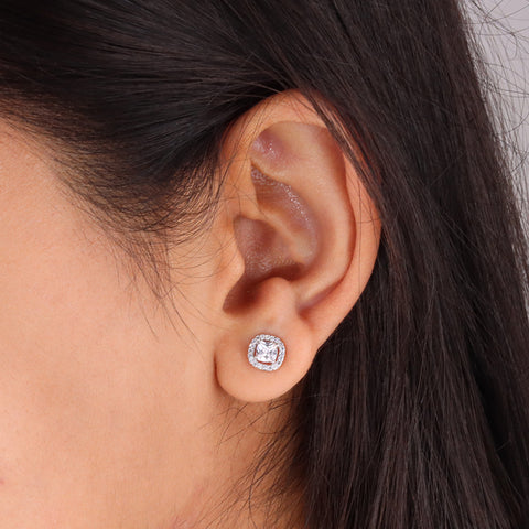 Silver  Square Studs Earrings