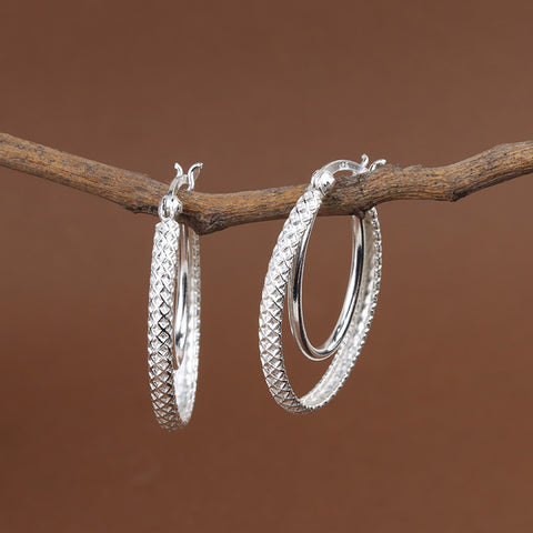 925 Sterling Silver Double Hoop Earrings for Women