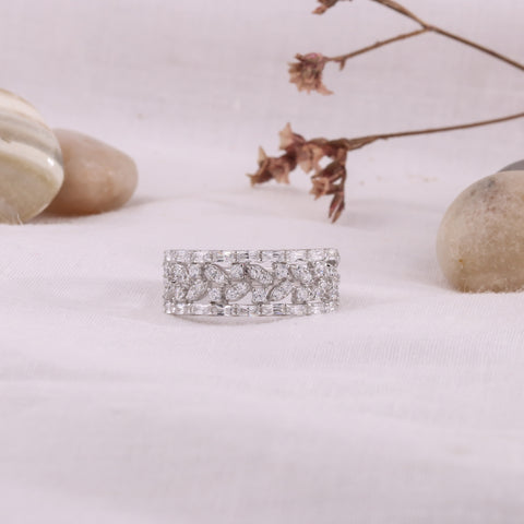 Chic Flower Silver Statement Ring