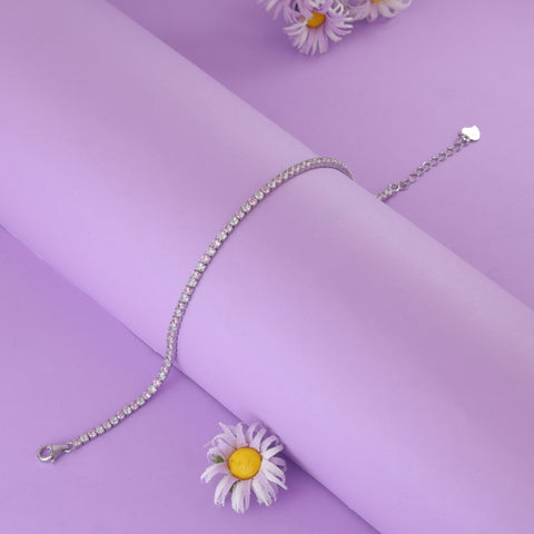 925 Sterling Silver Classic Sparkle Tennis Bracelet For Women
