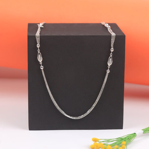 Double Oval Design Bunch Silver Chain