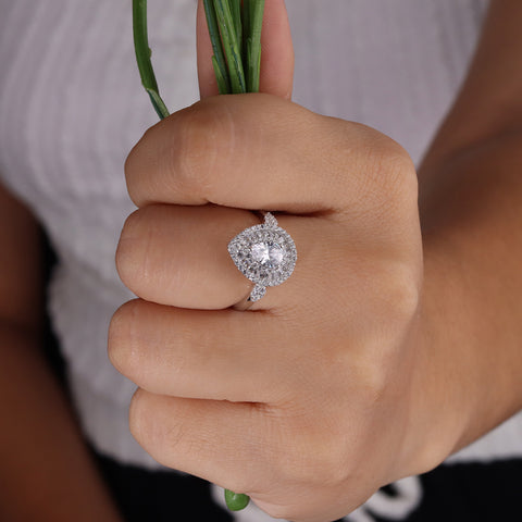 Water Drop Zircon Diamond Silver Ring