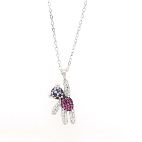 Teddy Bear Shape Diamond Pendant With Chain