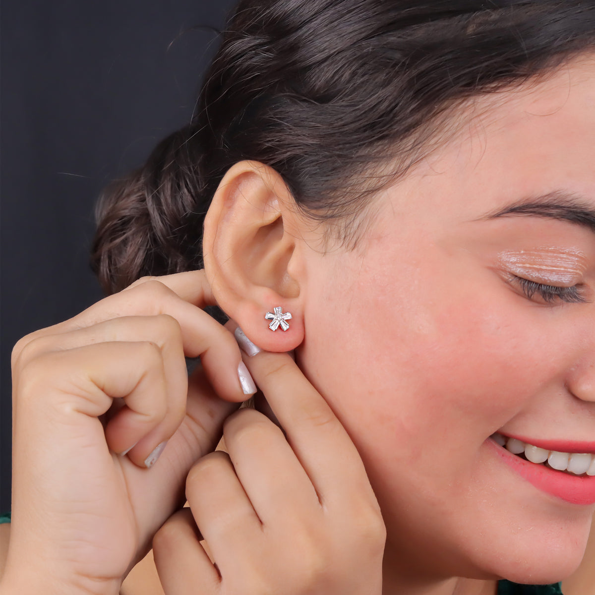 925 Sterling Silver Flower Stud Earrings for Women